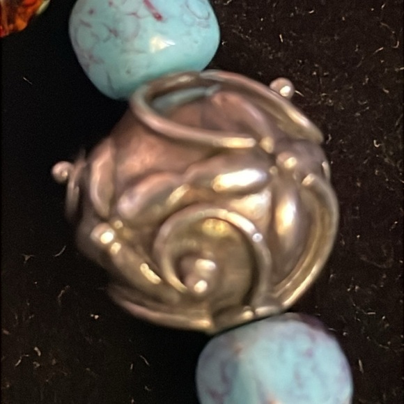 Vintage lamp work long beads and sterling silver braclet - Picture 5 of 5